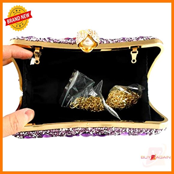 Mini Rhinestone Clutch Purse with Pearl Clasp, Evening Bag for Weddings & - Picture 6 of 7